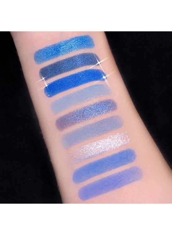 Blue Eyeshadow Palette Glitter Eye Shadow Makeup,Navy Blue Eyeshadow Shiny Sparkle Shimmer Glitter Blue Eyeshadow Waterproof Pallete,Royal Blue Glitter Blue Eye Eyeshadow Make Up