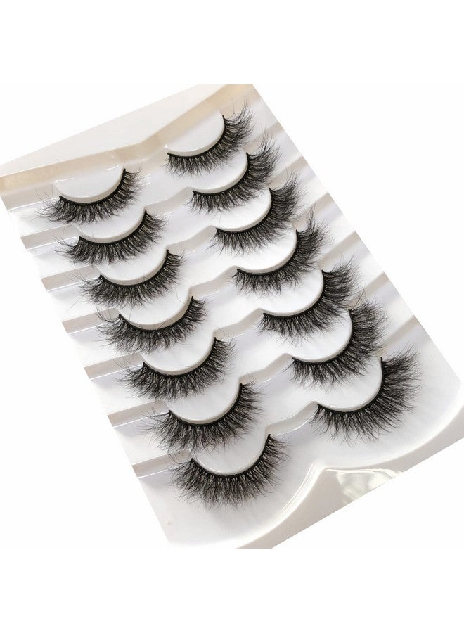 False Eyelashes Cat Eye Wispy Fairy Lashes Fluffy Natural Short Faux Mink Fake Eyelash 7 Pairs Pack