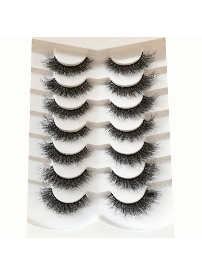 False Eyelashes Cat Eye Wispy Fairy Lashes Fluffy Natural Short Faux Mink Fake Eyelash 7 Pairs Pack