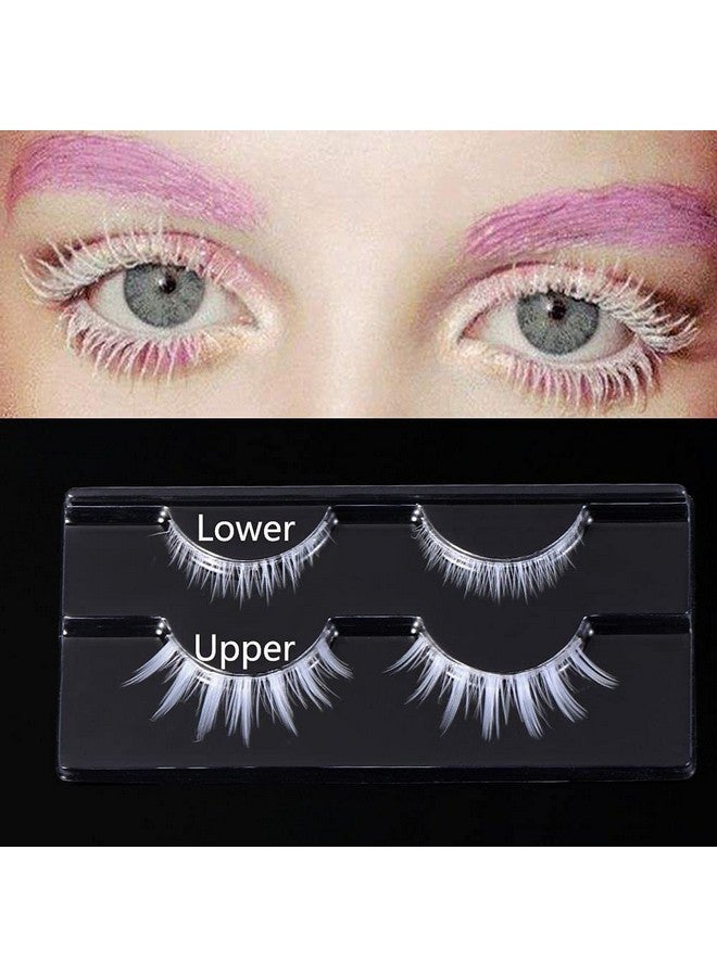 White False Eyelashes Halloween White Eye Lashes Extension Tools Anime Cosplay Makeup Natural Looking Masquerade Party Eyelashes(White)