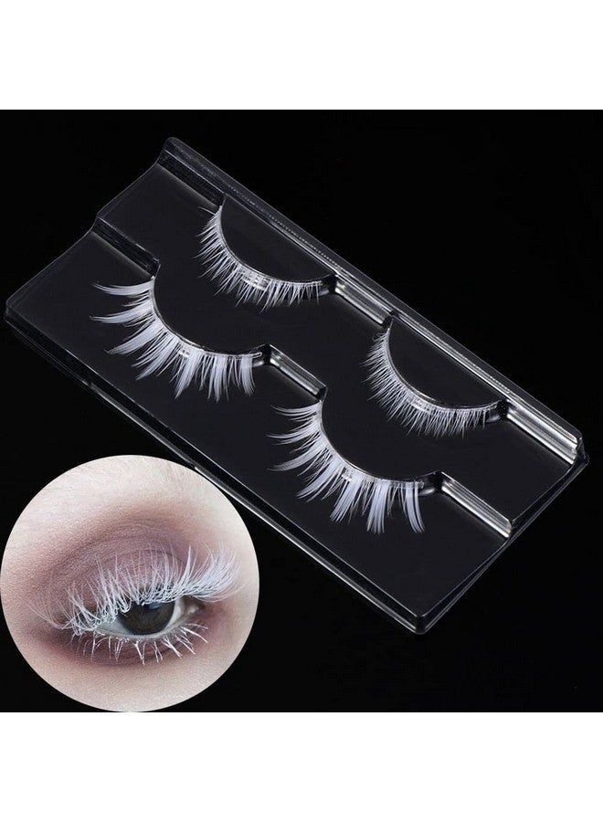 White False Eyelashes Halloween White Eye Lashes Extension Tools Anime Cosplay Makeup Natural Looking Masquerade Party Eyelashes(White)