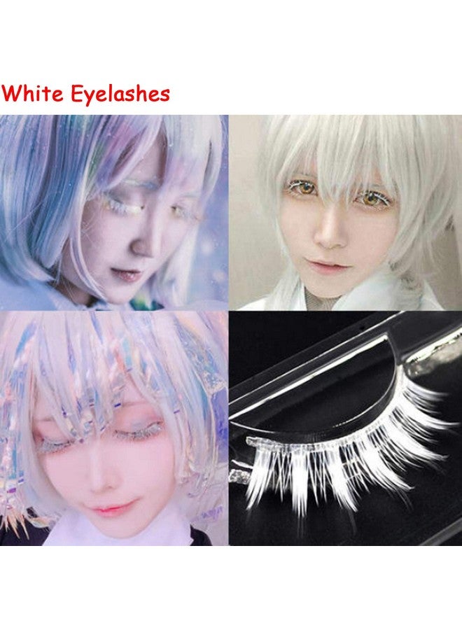 White False Eyelashes Halloween White Eye Lashes Extension Tools Anime Cosplay Makeup Natural Looking Masquerade Party Eyelashes(White)