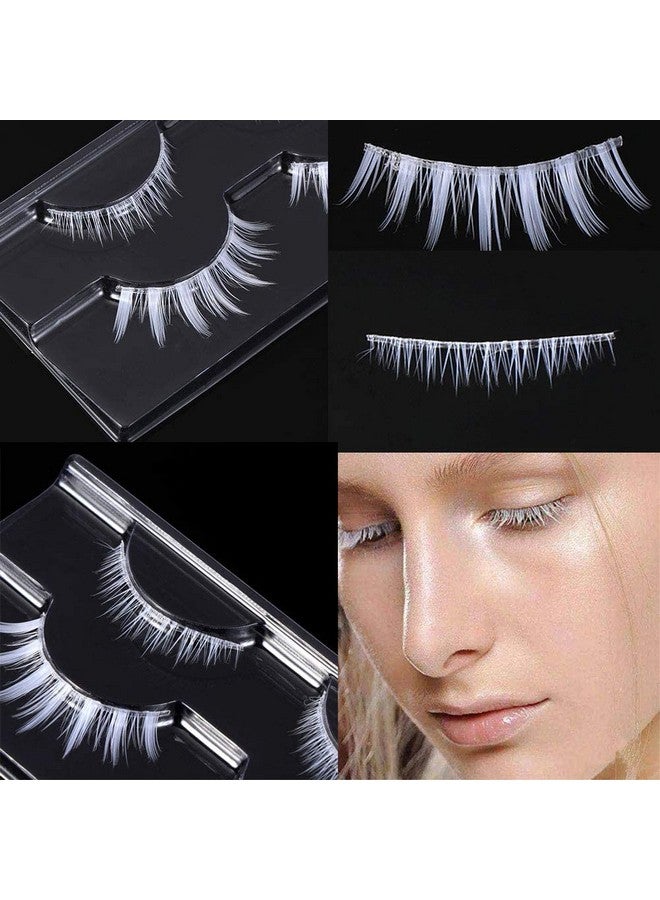 White False Eyelashes Halloween White Eye Lashes Extension Tools Anime Cosplay Makeup Natural Looking Masquerade Party Eyelashes(White)