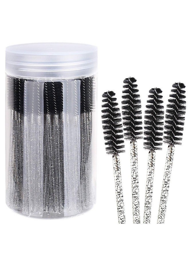 100Pcs Disposable Mascara Brushes With Container, Mascara Wands Makeup Brushes Applicators Kits For Eyelash Extensions And Eyebrow Brush (Crystal Black)