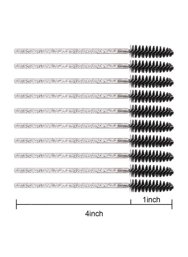 100Pcs Disposable Mascara Brushes With Container, Mascara Wands Makeup Brushes Applicators Kits For Eyelash Extensions And Eyebrow Brush (Crystal Black)