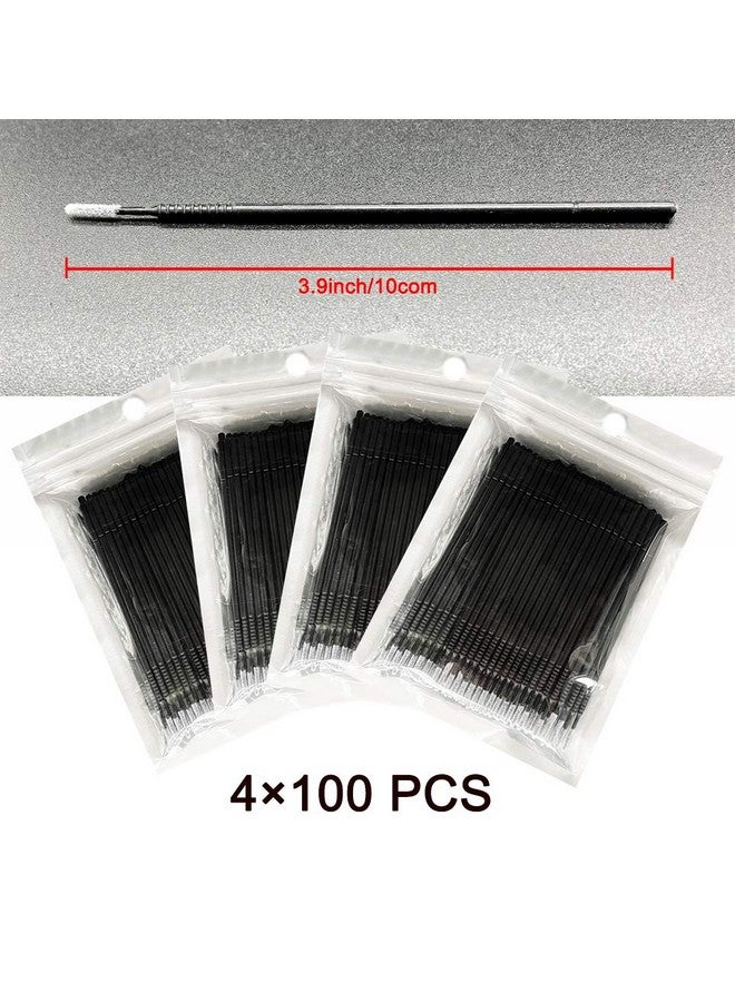 Disposable Micro Applicator Brush For Makeup, 400Pcs (Black)