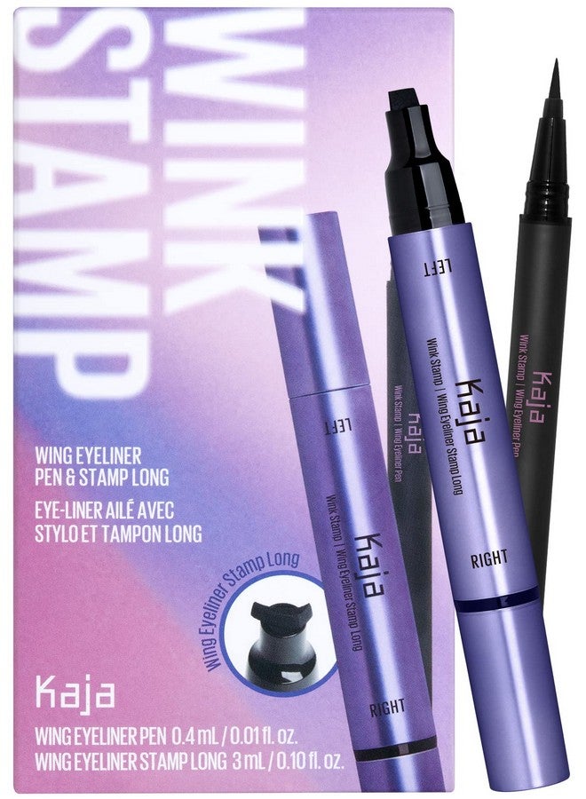 Wink Stamp Wing Eyeliner Pen & Stamp Long | With Avocado Extract, Doubleended, Black Liquid Liner, Smudgeproof, Waterproof, Eye Irritation Tested