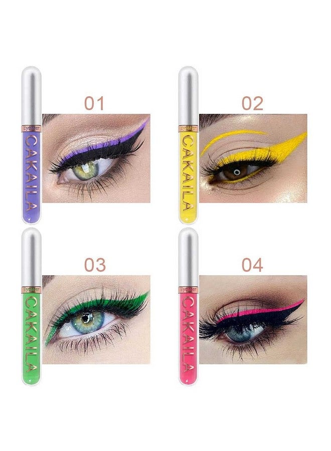 8 Colors Colored Colorful Matte Liquid Makeup Eyeliner Liquid Set Stamps Shapes For Eyes, Pink Red Yellow Blue Purple White Black Liquid Eyeliner Waterproof Color Eye Liners Pencil For Women 01