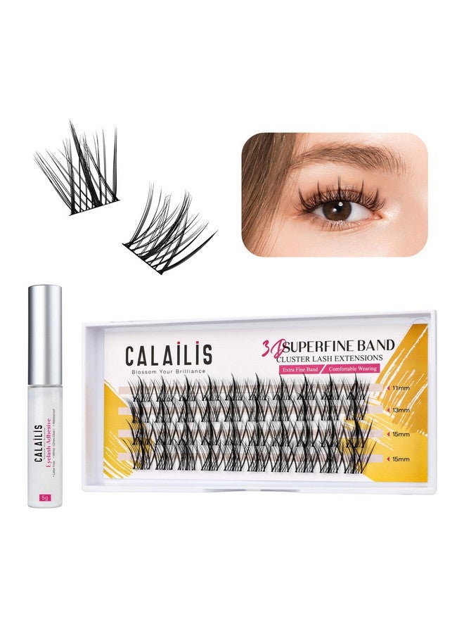 Individual Lashes, Diy Eyelash Extensions, Super Thin Gluebased Band, Natural Look Reusable, 11/13/15/15 Mm,Lasting For 48 Hours Individual Diy Eyelashes(02Lr)