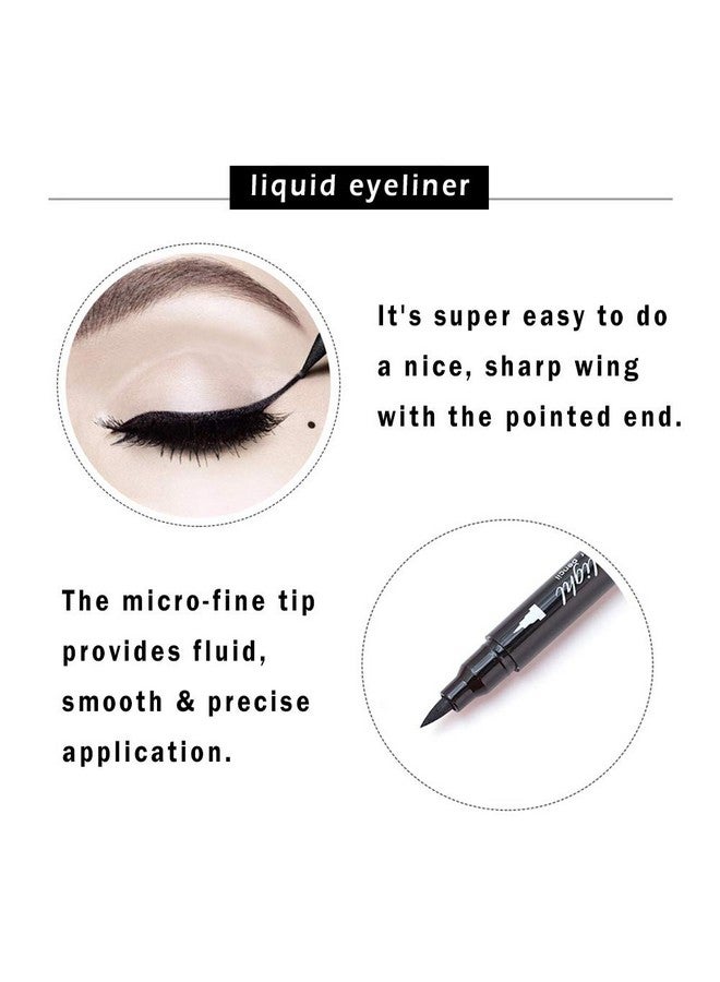 Shape Stamp Eyeliner Set, 4 Pcs Black Felt Eyeliners And 4 Shape Stamps, Dual Ended 2In1 Eye Makeup Pen