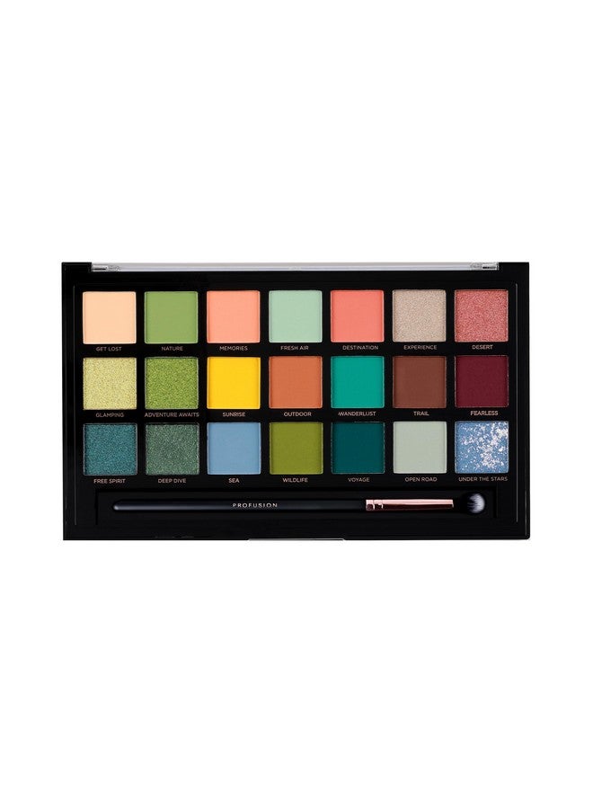 Adventurous 21 Shade Eyeshadow Palette & Brush Earthy Tones Rich Pigments Blendable Colors