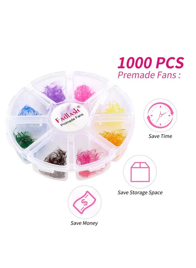 Colored Lash Extensions 1000 Fans/Tray 10D Premade Fans Eyelash Extensions D Curl Color Lashes Extension Premade Lash Fans Handmade Promade Loose Fans Pointed Thin Base (10D0.07D 13Mm)