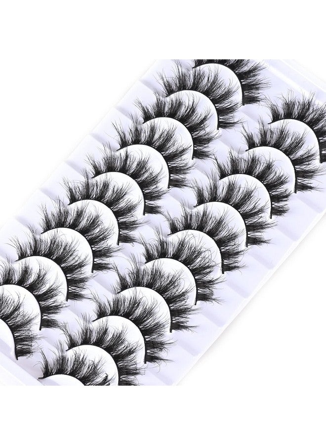 Mink Lashes Wispy Eyelashes Natural False Lashes Fluffy Strip Eyelash 8D Fake Lashes Natural Look For Doll Eyes Short Thin Faux Spikes Pestañas That Looks Like Volume Extension (Z11|1117Mm)