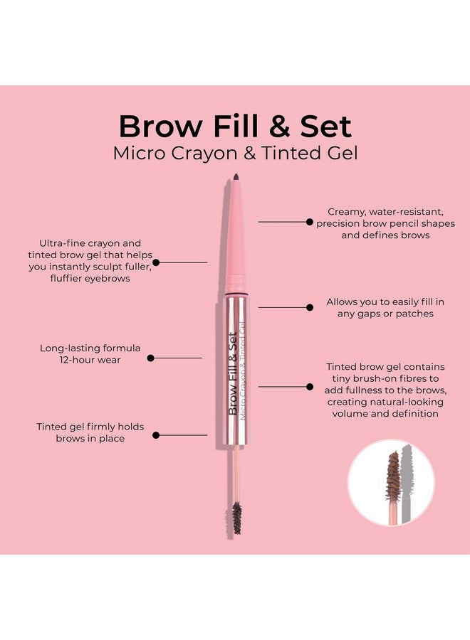 Brow Fill & Set Light/Medium Doubleended Brow Pencil & Tinted Gel Natural Looking Volume Vegan Cruelty Free Cosmetics