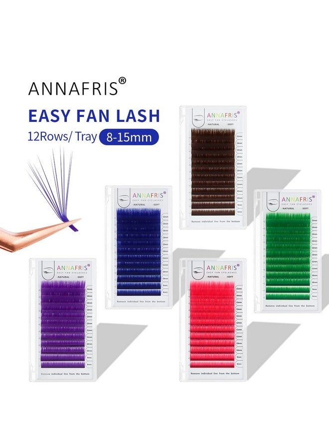 Colored Eyelash Extension Easy Fan Brown 0.07 C Curl 815Mm Mixed Volume Lash Extension Individual False Eye Lashes With Color By Annafris (Easy Fan Brown0.07 C 815Mm Mix)