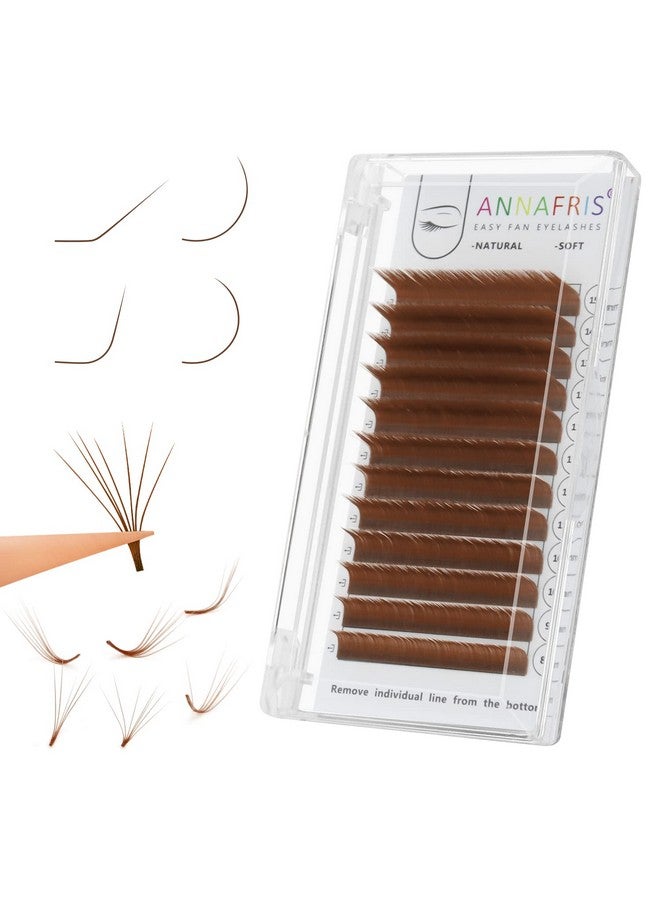 Colored Eyelash Extension Easy Fan Brown 0.07 C Curl 815Mm Mixed Volume Lash Extension Individual False Eye Lashes With Color By Annafris (Easy Fan Brown0.07 C 815Mm Mix)