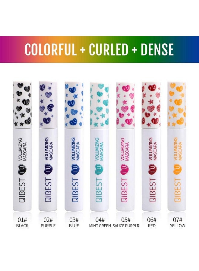 Colored Mascara 7 Pack Waterproof And Smudgeproof Longlasting Mascara Cruelty Free & Vegan Volume Mascara (7 Colors Set 1)