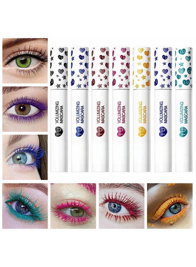 Colored Mascara 7 Pack Waterproof And Smudgeproof Longlasting Mascara Cruelty Free & Vegan Volume Mascara (7 Colors Set 1)