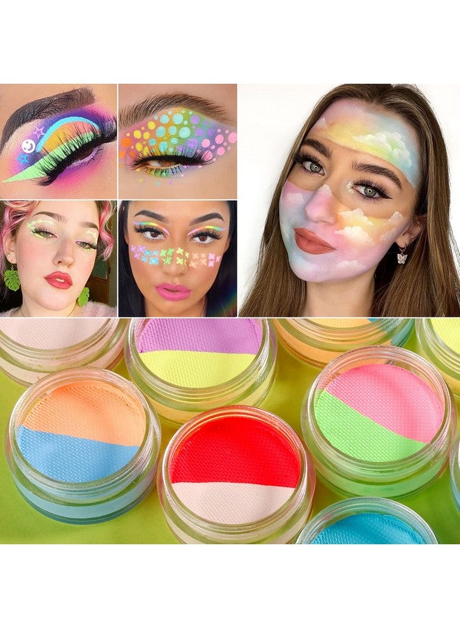 Water Activated Eyeliner Pastel Uv Reactive Pastel Cake Eyeliner 10 Color In 5 Cake Hydra Eye Lineruv Glow Blacklight Body Face Makeup Paint Costume Halloween And Club Makeup Art Paint