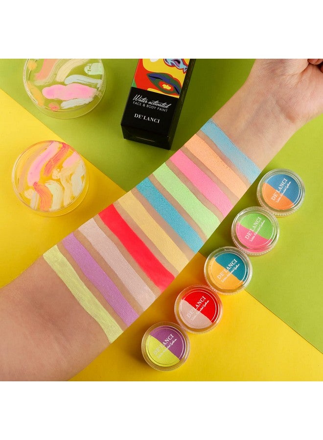 Water Activated Eyeliner Pastel Uv Reactive Pastel Cake Eyeliner 10 Color In 5 Cake Hydra Eye Lineruv Glow Blacklight Body Face Makeup Paint Costume Halloween And Club Makeup Art Paint