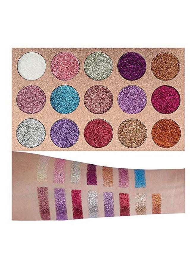 15 Colors Glitter Eyeshadow Palette Shimmer Ultra Pigmented Makeup Eye Shadow Powder Long Lasting Waterproof Holiday Party Makeup (Colors A)