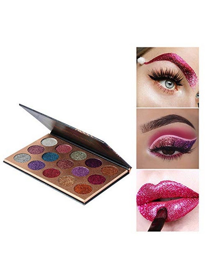 15 Colors Glitter Eyeshadow Palette Shimmer Ultra Pigmented Makeup Eye Shadow Powder Long Lasting Waterproof Holiday Party Makeup (Colors A)