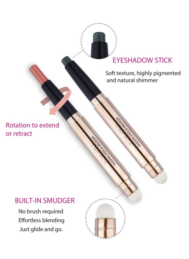 Shimmer Cream Eyeshadow Stick Eye Brightener Stick Glitter Eyeshadow Crayon Pencil With Soft Smudger Long Lasting Waterproof Highlighter Eye Shadow Makeup (11 Light Green Shimmer)