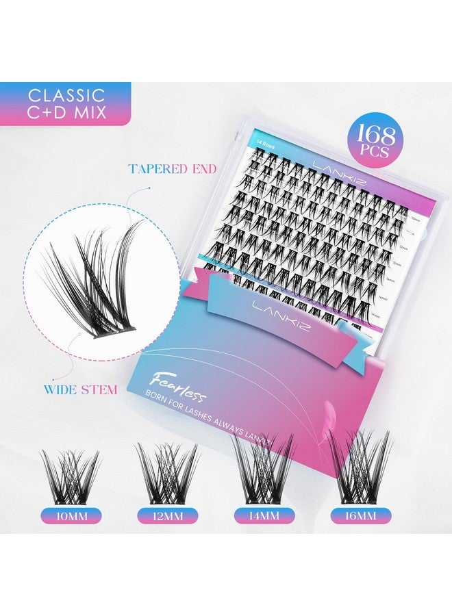 Diy Lash Extensions Wispy Lash Clusters Individual Lash Extensions168 Clusters C+ D Mix Curl Soft & Lightweight 1016Mm Mix Resuale Wide Band+Mix Style Cluster Lashes (Classic C/D)