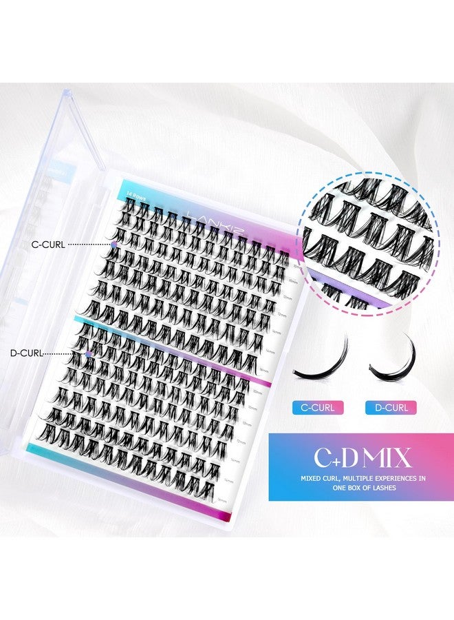 Diy Lash Extensions Wispy Lash Clusters Individual Lash Extensions168 Clusters C+ D Mix Curl Soft & Lightweight 1016Mm Mix Resuale Wide Band+Mix Style Cluster Lashes (Classic C/D)