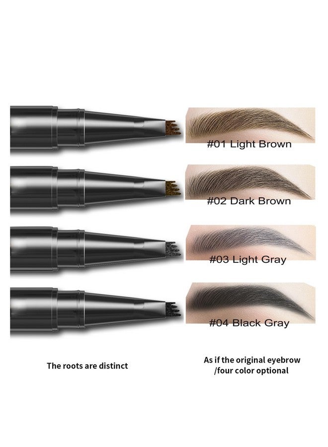 Eyebrow Pencil Microblading Pen Liquid Eyebrow Pen Micro 4 Tip Eyebrow Pencil Brow Pen Longlasting Waterproof & Smudgeproof Natural Eyebrow Makeup (02 Dark Brown)