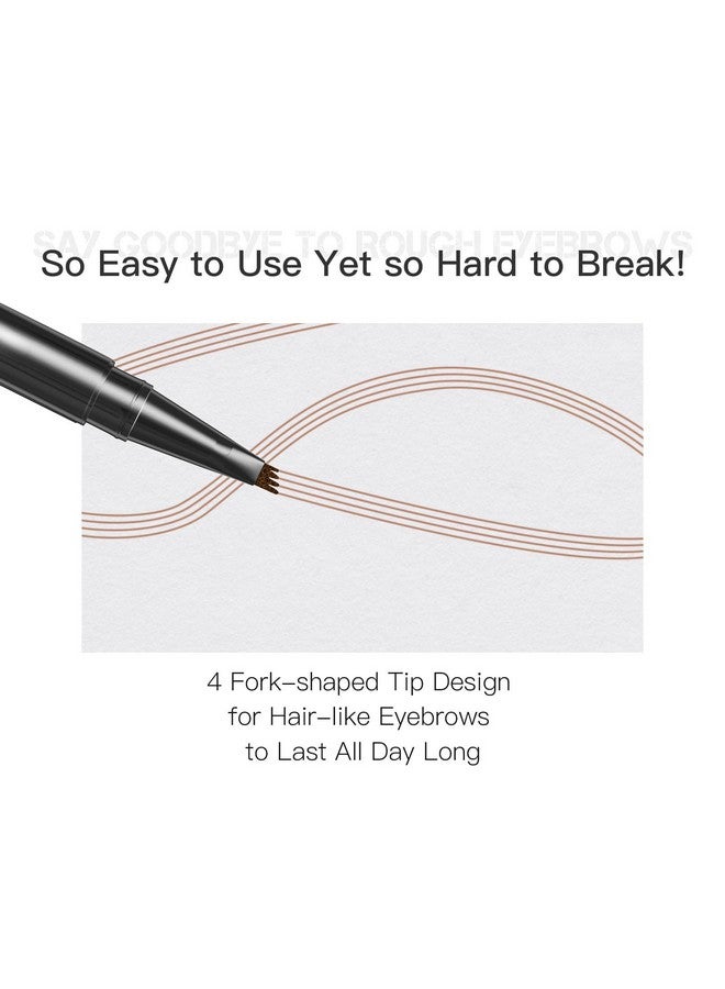 Eyebrow Pencil Microblading Pen Liquid Eyebrow Pen Micro 4 Tip Eyebrow Pencil Brow Pen Longlasting Waterproof & Smudgeproof Natural Eyebrow Makeup (02 Dark Brown)
