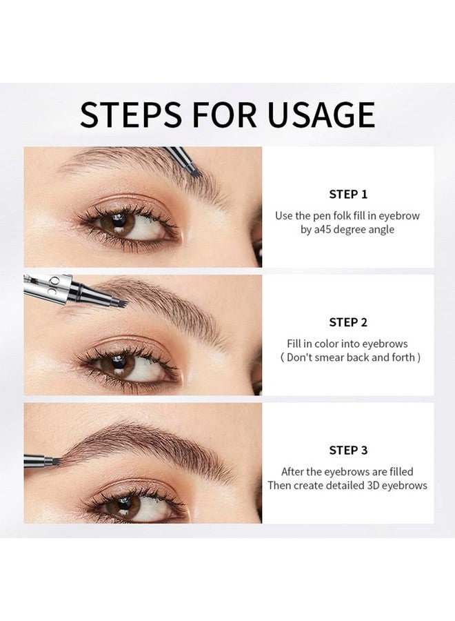 Eyebrow Pencil Microblading Pen Liquid Eyebrow Pen Micro 4 Tip Eyebrow Pencil Brow Pen Longlasting Waterproof & Smudgeproof Natural Eyebrow Makeup (02 Dark Brown)