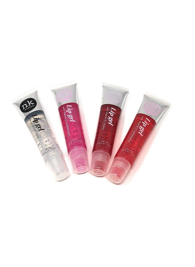 4 Pack Nicka K Lip Gel (Clear, Strawberry, Cherry, Bubble Gum)