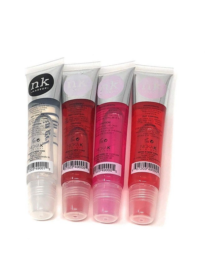 4 Pack Nicka K Lip Gel (Clear, Strawberry, Cherry, Bubble Gum)