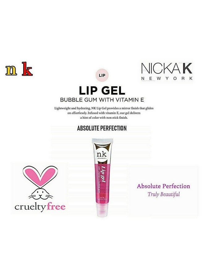 4 Pack Nicka K Lip Gel (Clear, Strawberry, Cherry, Bubble Gum)