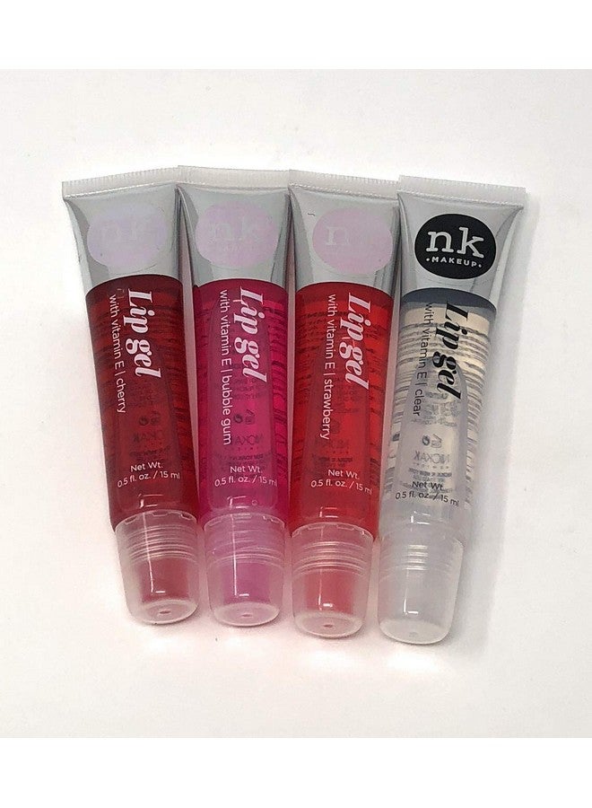 4 Pack Nicka K Lip Gel (Clear, Strawberry, Cherry, Bubble Gum)