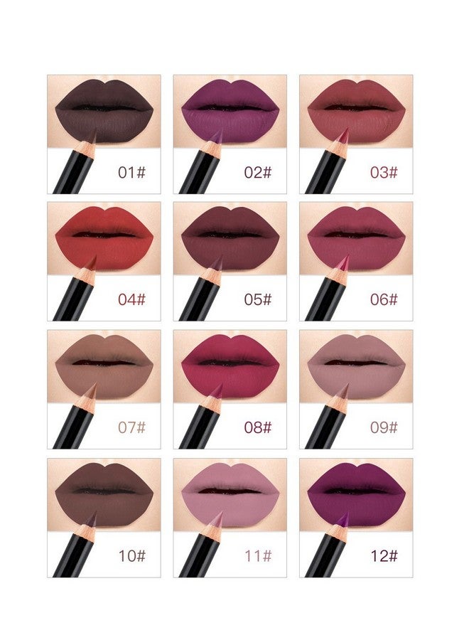 Matte Lip Liner 12 Pcs Nude Brown Series Highly Pigmented And Smoothly Velvet Lipliner Pencil Set Long Lasting And Waterproof Durable Lip Liners (12Pcs1)
