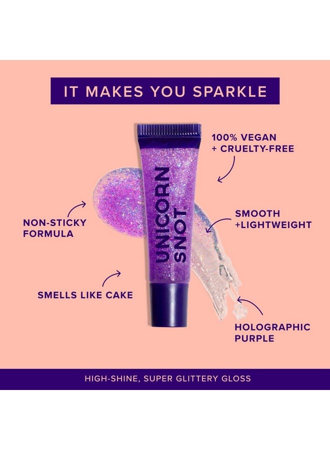 Glitter Lip Gloss Longlasting Sparkly Lip Shine Vegan & Cruelty Free Nonsticky Formula Lip Gloss For Festivals Pride Accessories Highshine Glitter Lip Gloss Purple (Orchid)