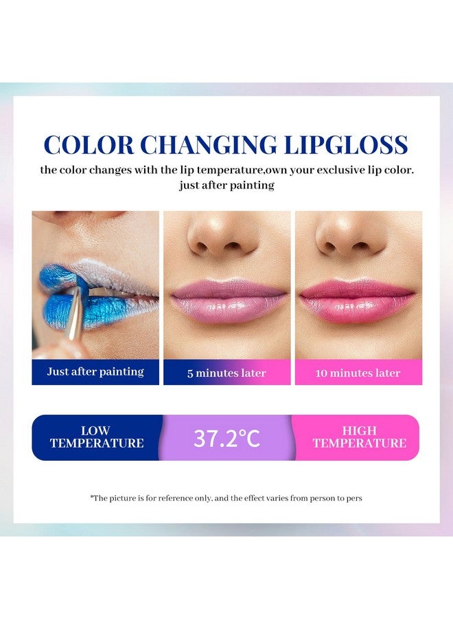 Color Changing Lip Gloss Blue In Pink Ph Lipstick Tinted Waterproof Long Lasting Gloss Rose Lip Gloss. 5Ml/0.17Fl Oz (Peach Blossom)