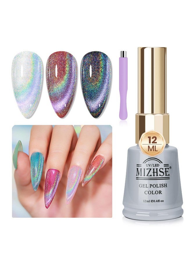 Cat Eye Gel Nail Polish Rainbow Cat Eye Holographic Glitter 9D Cateye Soak Off U V Led Gel Polish For Nail Salon Home Diy Manicure 12Ml