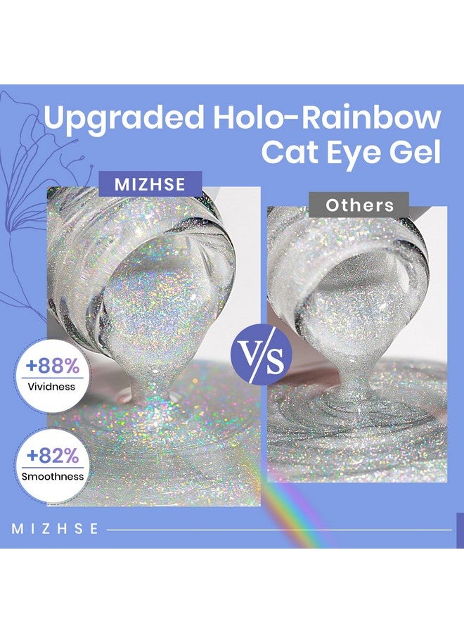 Cat Eye Gel Nail Polish Rainbow Cat Eye Holographic Glitter 9D Cateye Soak Off U V Led Gel Polish For Nail Salon Home Diy Manicure 12Ml