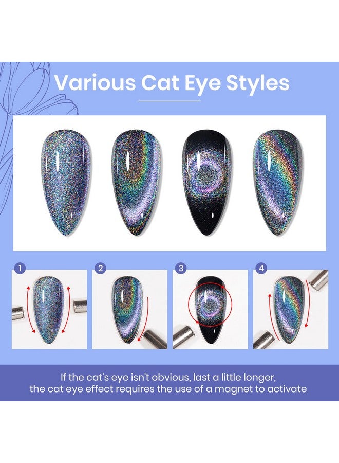 Cat Eye Gel Nail Polish Rainbow Cat Eye Holographic Glitter 9D Cateye Soak Off U V Led Gel Polish For Nail Salon Home Diy Manicure 12Ml