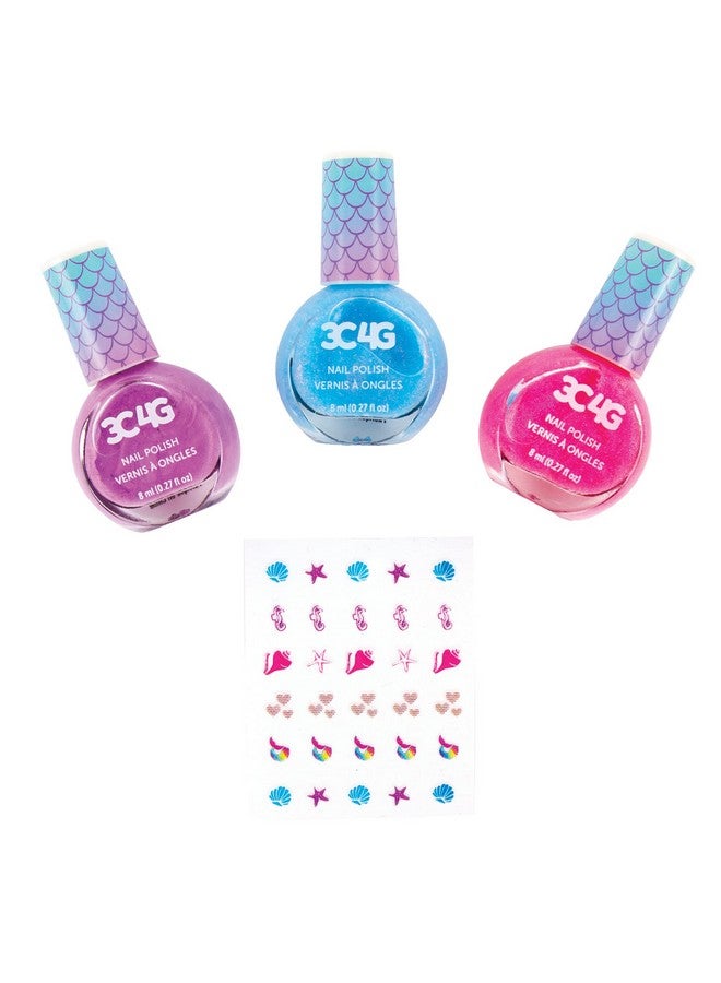 Mermaid Shimmer Nail Polish Trio Mermaid Hologram Nail Polish Set Includes Pink Blue & Purple Polish For Ages 8 And Up By Make It Real