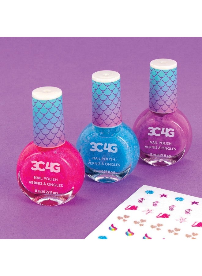 Mermaid Shimmer Nail Polish Trio Mermaid Hologram Nail Polish Set Includes Pink Blue & Purple Polish For Ages 8 And Up By Make It Real