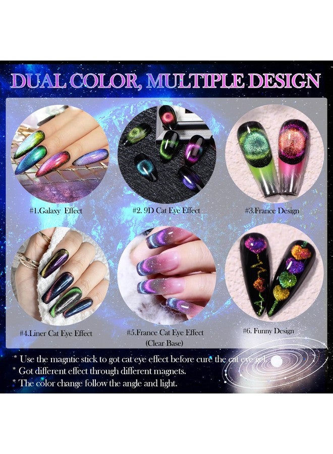 9D Cat Eye Gel Nail Polish Set 12 Colors Cat Eye Gel Polish With Magnet Magnetic Cateye Gel Chameleon Galaxy Effects Professional Use For Salon
