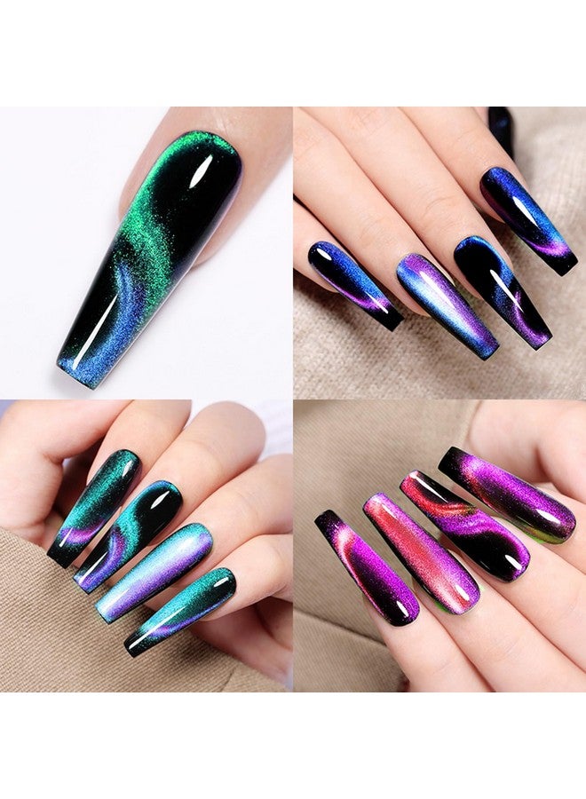 9D Cat Eye Gel Nail Polish Set 12 Colors Cat Eye Gel Polish With Magnet Magnetic Cateye Gel Chameleon Galaxy Effects Professional Use For Salon