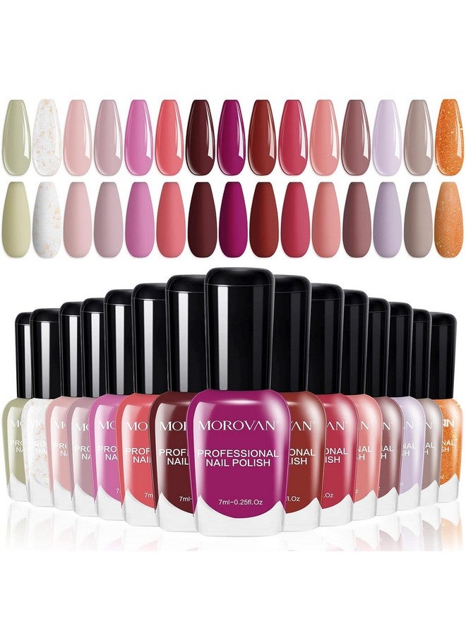 15Color Pink Air Dry Nude Nail Set 0.25Oz Non Gel Fingernail Polish Kit Gift Set For Women