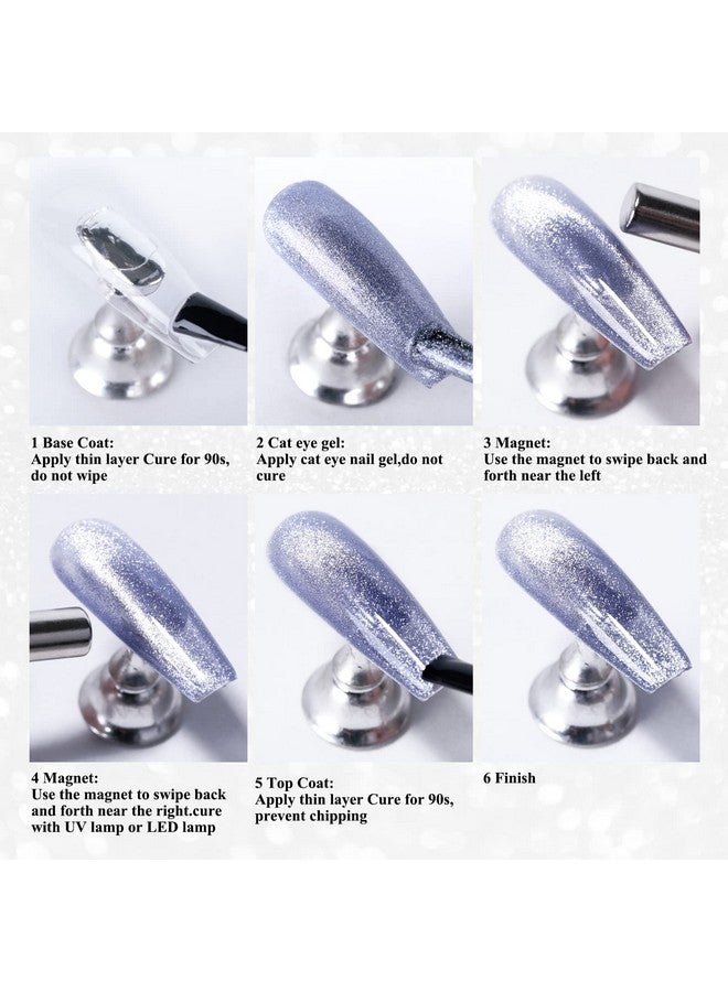 Hot Pink Champagne Pink Color Gel Nail Polish0.5Fl Oz Holographic 9D Cat Eyes Glitter Magnetic Gel Polish Uv Gel Nail Polish With Magnetic Stick For Nail Salon