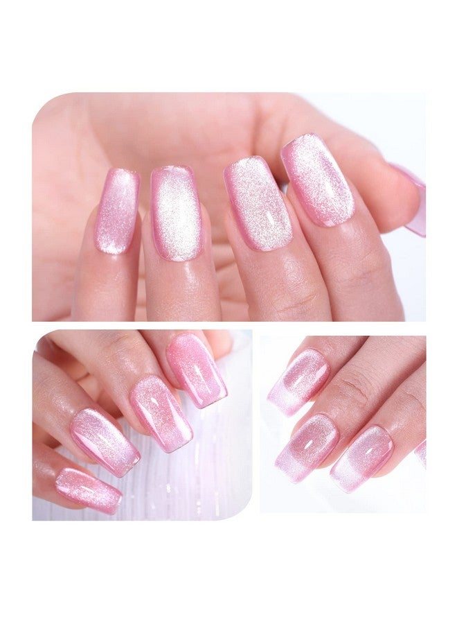 Hot Pink Champagne Pink Color Gel Nail Polish0.5Fl Oz Holographic 9D Cat Eyes Glitter Magnetic Gel Polish Uv Gel Nail Polish With Magnetic Stick For Nail Salon