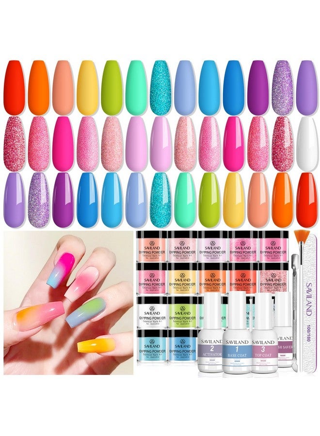 Dip Powder Nail Kit: 2024 Keratin 20 Colors Dip Powder Vitamin E 4Pcs Liquid Set Clear White Powder Nail Dipping Kit Castor Oil Base Top Activator For Dip French Nails Starter Home